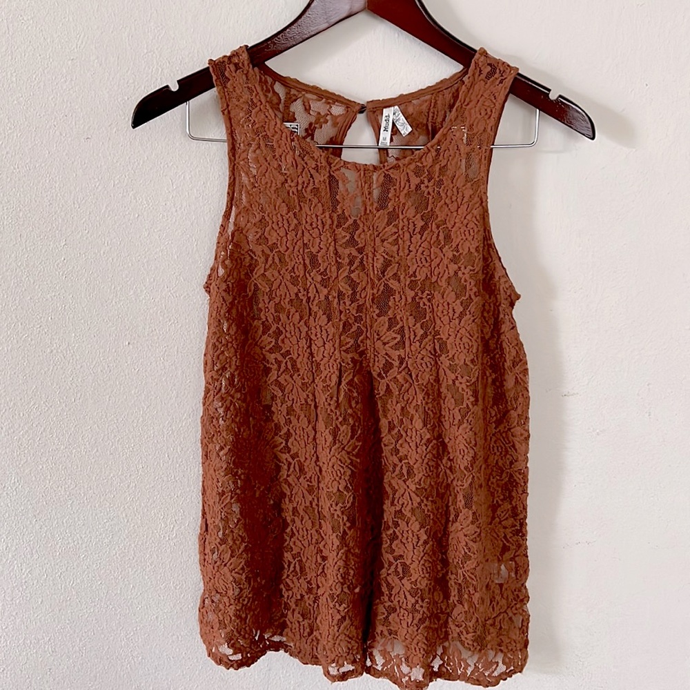 Mudd Lace Tank Top Floral Size Medium Festival Summer Sheer